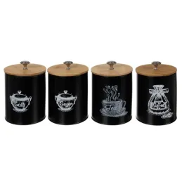 Set di 4 contenitori da cucina ALTERO / Nero opaco