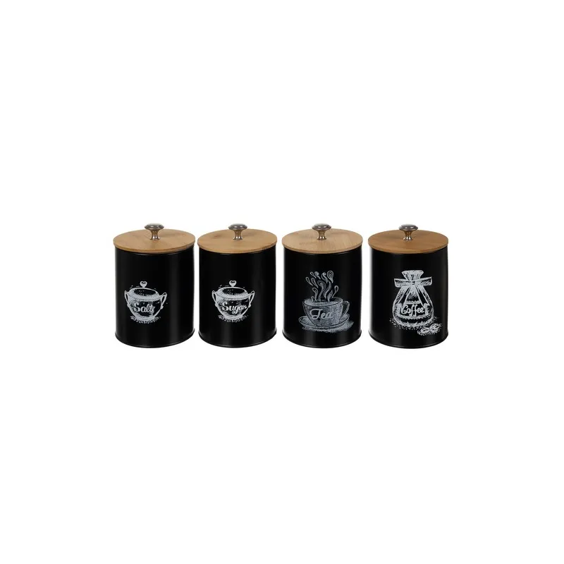 Set di 4 contenitori da cucina ALTERO / Nero opaco