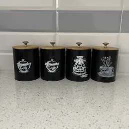 Set di 4 contenitori da cucina ALTERO / Nero opaco
