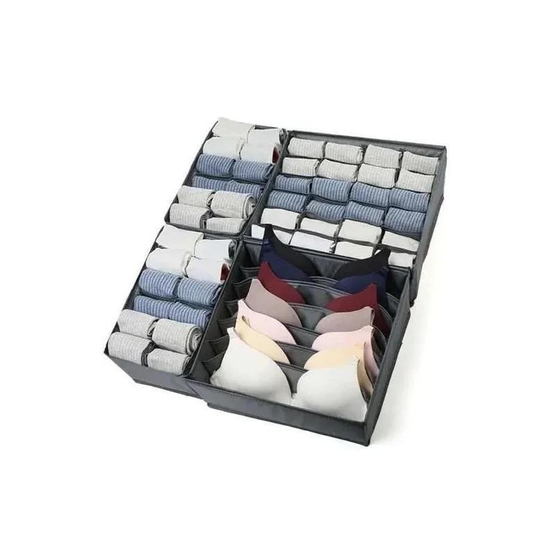 Set da 4 contenitori portaoggetti per armadio ALAMO / Grigio