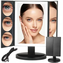 Specchio cosmetico con luce LED ABSOLUNO / Nero opaco