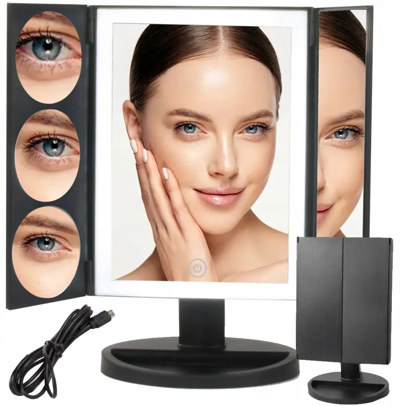Specchio cosmetico con luce LED ABSOLUNO / Nero opaco