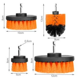 Set di 4 accessori per la pulizia per trapano a batteria / Arancione