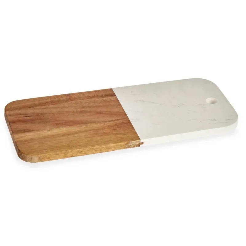 Tagliere MARBLE LUX / Legno naturale + marmo bianco