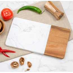 Tagliere MARBLE LUX / Legno naturale + marmo nero