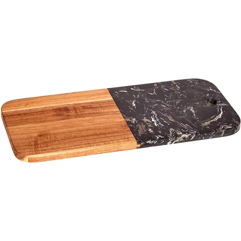 Tagliere MARBLE LUX / Legno naturale + marmo nero