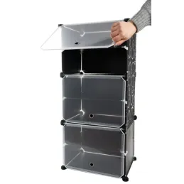 Scatola porta scarpe modulare a 3 scomparti MODULAR FASHION / Nero