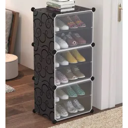 Scatola porta scarpe modulare a 3 scomparti MODULAR FASHION / Nero