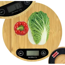 Bilancia da cucina con display LCD, 5 kg, OVALE / legno di bambù