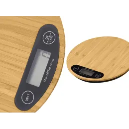 Bilancia da cucina con display LCD, 5 kg, OVALE / legno di bambù