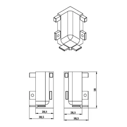 Angolo interno a 90° per profili GOLIAN - L / Acciaio inox