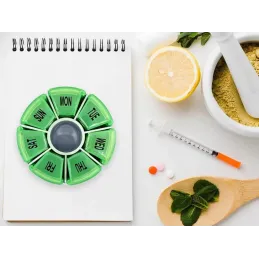 Esclusivo organizer e dosatore per farmaci HEALTH / Bianco - verde