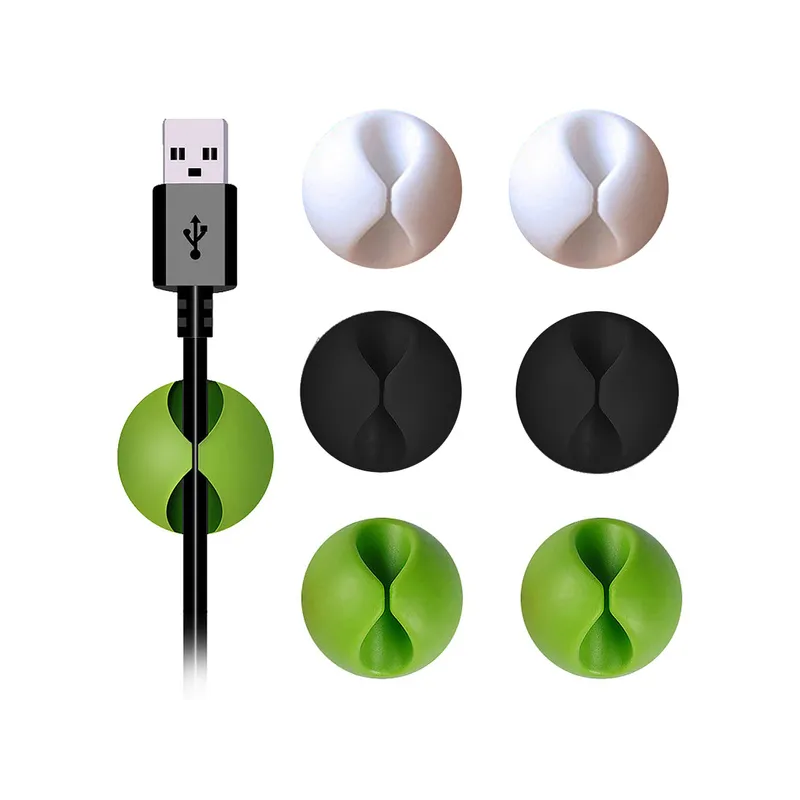 Set di 6 supporti autoadesivi per cavi / Colori assortiti