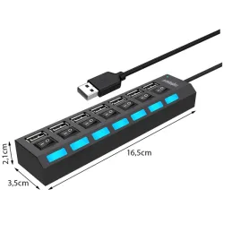 Presa multipla 7x USB-A 2.0 / Nero opaco