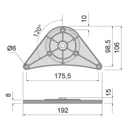 Staffa superiore per gambe da tavolo da 60 mm