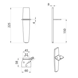 Piedino per mobili MORGAN / Oro opaco