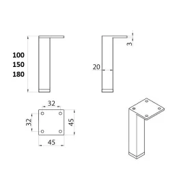 Piedino per mobili MODERO / Nero opaco