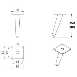 Piedino per mobile SIGMA / Nero opaco