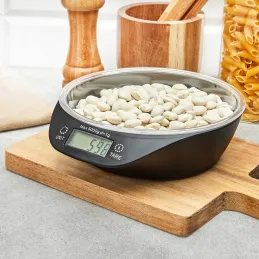 Bilancia da cucina di design da 5 kg con ciotola TARE / Nera