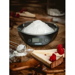 Bilancia da cucina di design da 5 kg con ciotola TARE / Nera