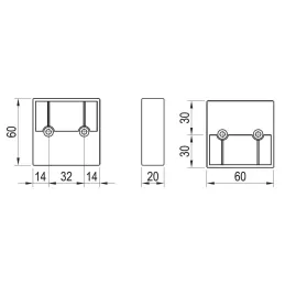 Piedino in plastica 20 mm 60x60 / Nero opaco