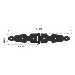 Cerniera a bandella decorativa 200 mm / Nera
