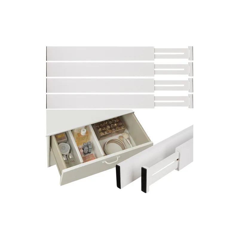 Set di 4 divisori regolabili per cassetti / Legno bianco