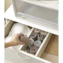 Set di 4 divisori regolabili per cassetti / Legno bianco