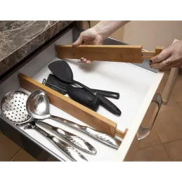 Set di 4 organizer regolabili per cassetti / Legno naturale