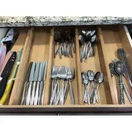 Set di 4 organizer regolabili per cassetti / Legno naturale
