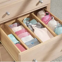 Set di 4 organizer regolabili per cassetti / Legno naturale