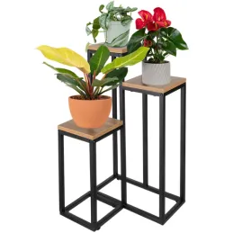 Portafiori a 3 livelli GARDEN / Nero - legno