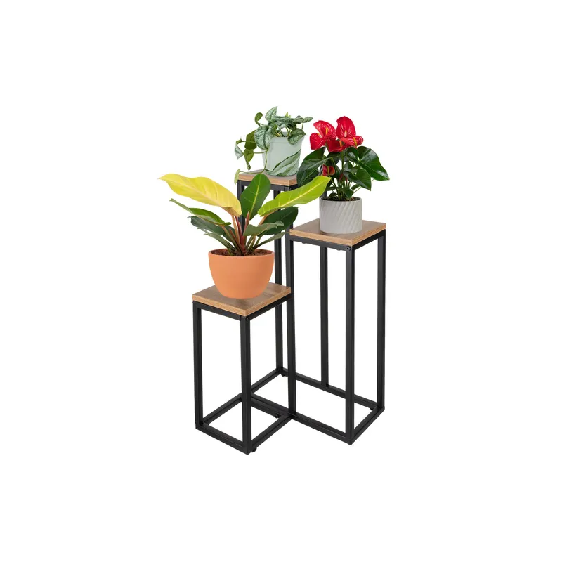 Portafiori a 3 livelli GARDEN / Nero - legno