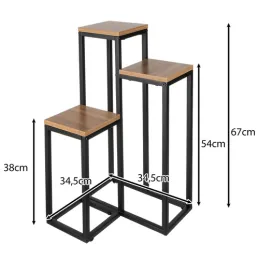 Portafiori a 3 livelli GARDEN / Nero - legno