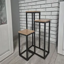 Portafiori a 3 livelli GARDEN / Nero - legno