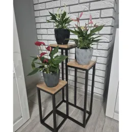 Portafiori a 3 livelli GARDEN / Nero - legno