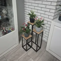 Portafiori a 3 livelli GARDEN / Nero - legno