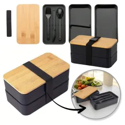 Portapranzo con posate MICHELIN / Nero - legno