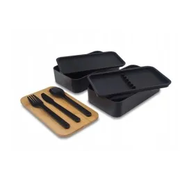 Portapranzo con posate MICHELIN / Nero - legno