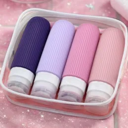 Set da viaggio di flaconi in silicone per cosmetici EMPORA / Rosa
