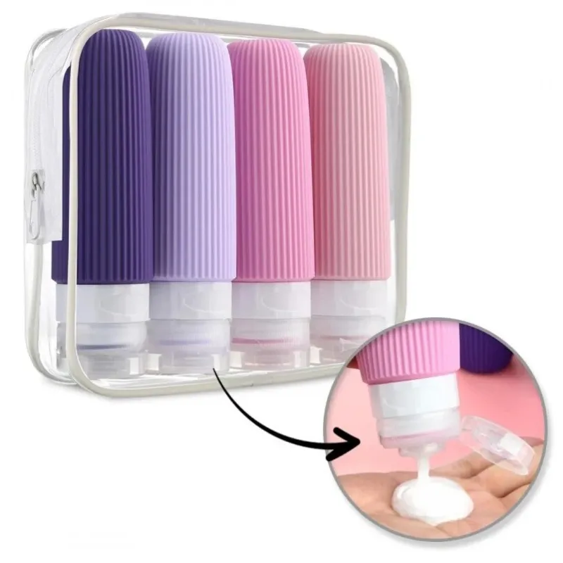 Set da viaggio di flaconi in silicone per cosmetici EMPORA / Rosa