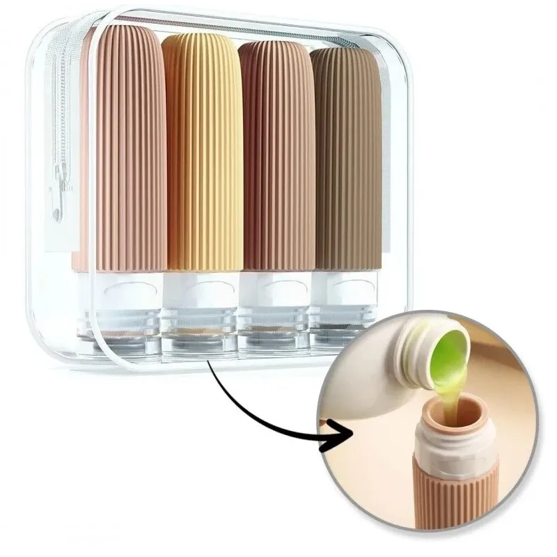 Set da viaggio di flaconi in silicone per cosmetici EMPORA / Oro