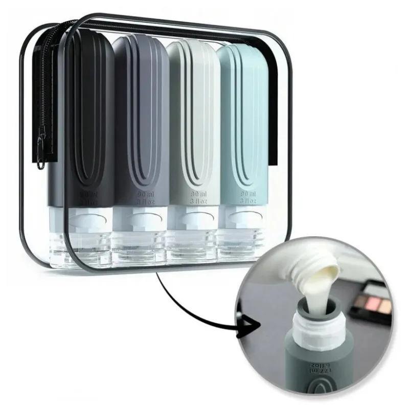 Set da viaggio di flaconi in silicone per cosmetici EMPORA / Nero