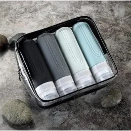 Set da viaggio di flaconi in silicone per cosmetici EMPORA / Nero
