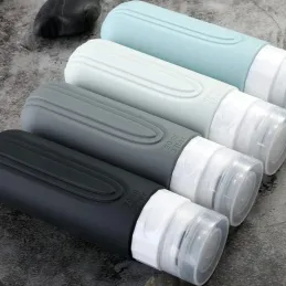 Set da viaggio di flaconi in silicone per cosmetici EMPORA / Nero
