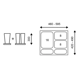 Cestino per rifiuti da cassetto SEPAROX 600 mm 1×16 L + 2×8 L / Antracite