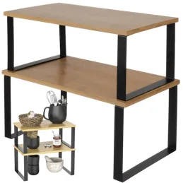 Set di 2 mensole da cucina STAND / Nero – legno