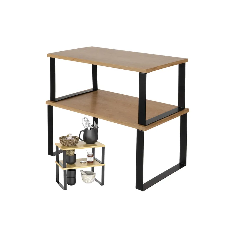 Set di 2 mensole da cucina STAND / Nero – legno