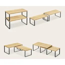 Set di 2 mensole da cucina STAND / Nero – legno
