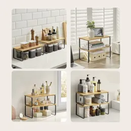 Set di 2 mensole da cucina STAND / Nero – legno